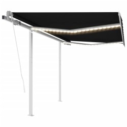 vidaXL Toldo automático LED sensor de viento gris antracita 3,5x2,5 m