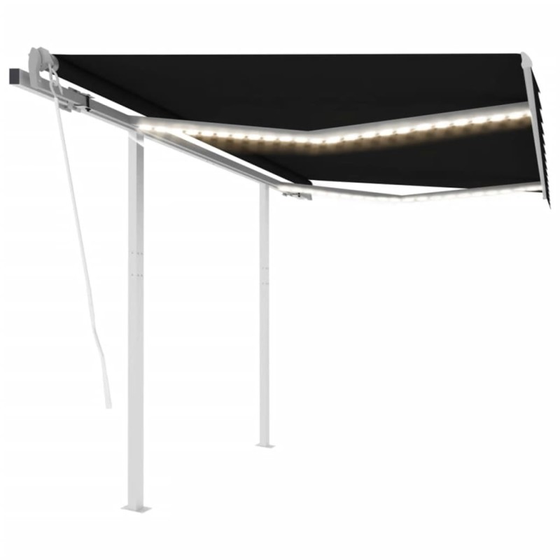 vidaXL Toldo automático LED sensor de viento gris antracita 3,5x2,5 m vidaXL Toldo automático LED sensor de viento gris antracita 3,5x2,5 m