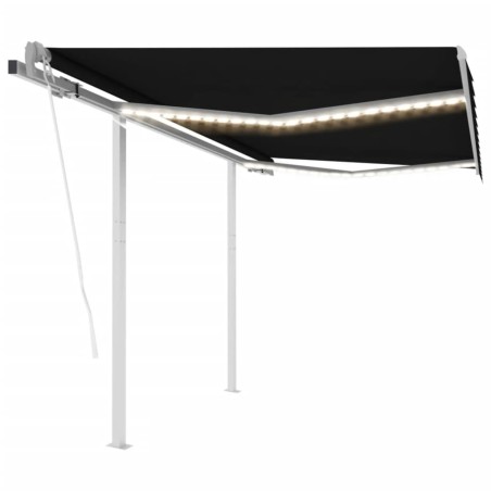 vidaXL Toldo automático LED sensor de viento gris antracita 3,5x2,5 m