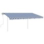 vidaXL Toldo manual retráctil con postes azul y blanco 4x3 m