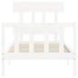 vidaXL Estructura de cama con cabecero madera maciza blanco 90x200 cm vidaXL Estructura de cama con cabecero madera maciza blanco 90x200 cm