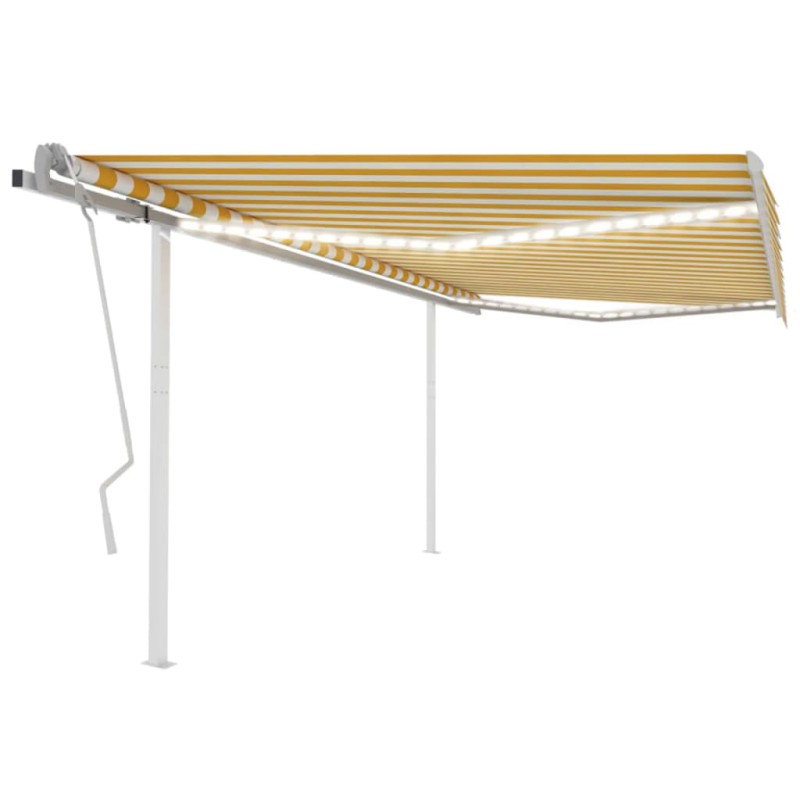 vidaXL Toldo manual retráctil con LED amarillo y blanco 4x3 m vidaXL Toldo manual retráctil con LED amarillo y blanco 4x3 m