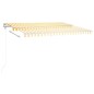 vidaXL Toldo manual retráctil con LED amarillo y blanco 4x3 m vidaXL Toldo manual retráctil con LED amarillo y blanco 4x3 m
