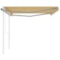 vidaXL Toldo retráctil automático con postes amarillo y blanco 4x3 m vidaXL Toldo retráctil automático con postes amarillo y blanco 4x3 m