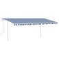 vidaXL Toldo manual retráctil con postes azul y blanco 5x3 m vidaXL Toldo manual retráctil con postes azul y blanco 5x3 m