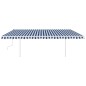 vidaXL Toldo manual retráctil con postes azul y blanco 5x3 m vidaXL Toldo manual retráctil con postes azul y blanco 5x3 m