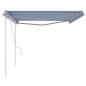vidaXL Toldo manual retráctil con postes azul y blanco 5x3 m vidaXL Toldo manual retráctil con postes azul y blanco 5x3 m