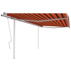 vidaXL Toldo manual retráctil con postes naranja y marrón 4,5x3 m