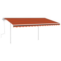 vidaXL Toldo manual retráctil con postes naranja y marrón 4,5x3 m