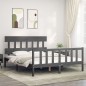 vidaXL Estructura de cama con cabecero madera maciza gris 160x200 cm vidaXL Estructura de cama con cabecero madera maciza gris 160x200 cm