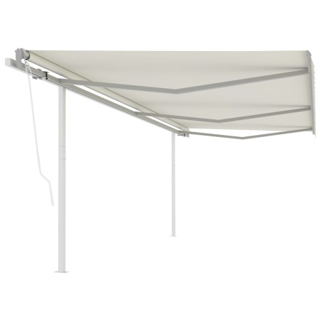 vidaXL Toldo retráctil automático con postes crema 6x3 m