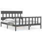 vidaXL Estructura de cama con cabecero madera maciza gris 160x200 cm vidaXL Estructura de cama con cabecero madera maciza gris 160x200 cm