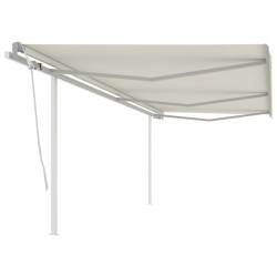 vidaXL Toldo retráctil manual con postes crema 6x3 m