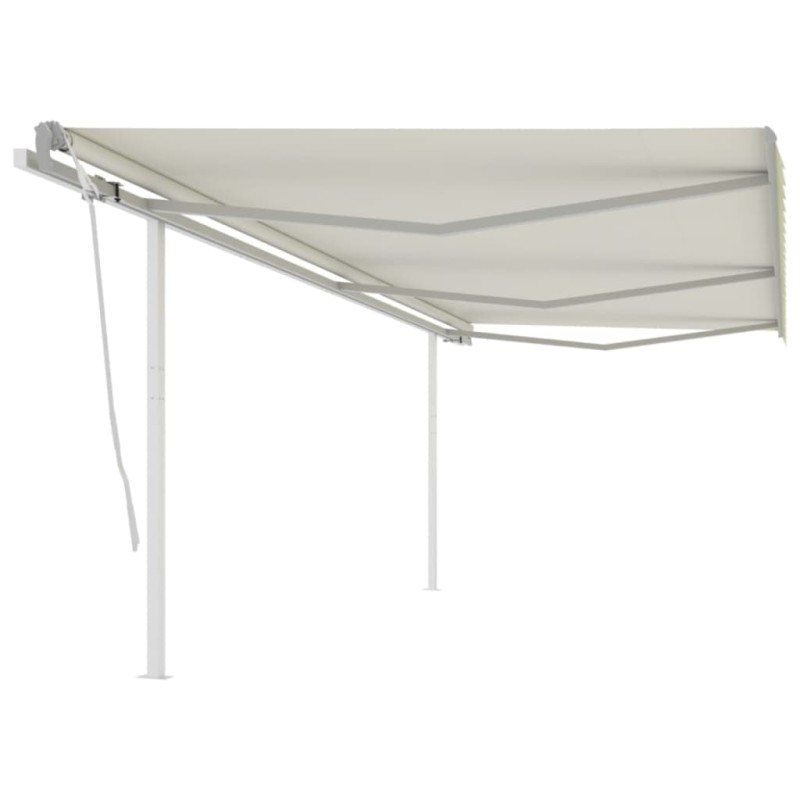 vidaXL Toldo retráctil manual con postes crema 6x3 m vidaXL Toldo retráctil manual con postes crema 6x3 m