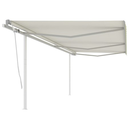 vidaXL Toldo retráctil manual con postes crema 6x3 m