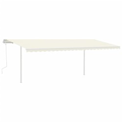 vidaXL Toldo retráctil manual con postes crema 6x3 m