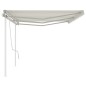 vidaXL Toldo retráctil manual con postes crema 6x3 m vidaXL Toldo retráctil manual con postes crema 6x3 m