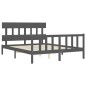 vidaXL Estructura de cama con cabecero madera maciza gris 160x200 cm vidaXL Estructura de cama con cabecero madera maciza gris 160x200 cm