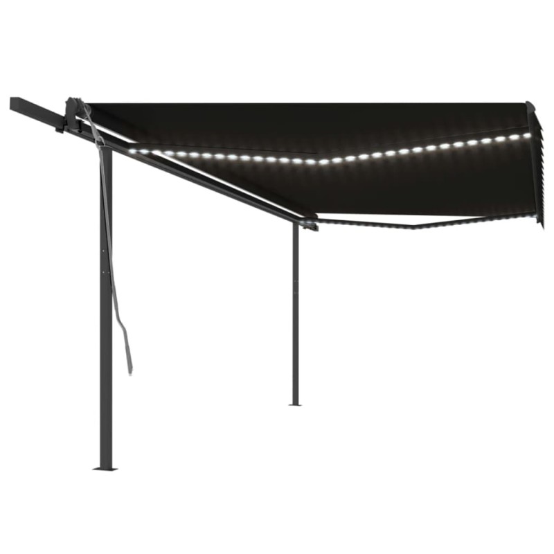 vidaXL Toldo automático LED sensor de viento gris antracita 5x3 m vidaXL Toldo automático LED sensor de viento gris antracita 5x3 m