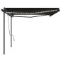 vidaXL Toldo automático LED sensor de viento gris antracita 5x3 m vidaXL Toldo automático LED sensor de viento gris antracita 5x3 m