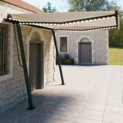 vidaXL Toldo manual retráctil con LED crema 4x3 m
