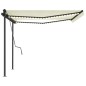 vidaXL Toldo manual retráctil con LED crema 4x3 m vidaXL Toldo manual retráctil con LED crema 4x3 m