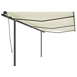 vidaXL Toldo automático con LED y sensor de viento color crema 6x3 m