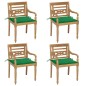 vidaXL Sillas Batavia 4 unidades madera maciza de teca con cojines vidaXL Sillas Batavia 4 unidades madera maciza de teca con cojines