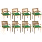 vidaXL Sillas Batavia 8 unidades madera maciza de teca con cojines vidaXL Sillas Batavia 8 unidades madera maciza de teca con cojines