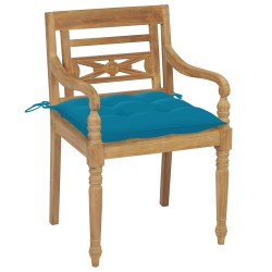 vidaXL Sillas Batavia 4 unidades madera maciza de teca con cojines