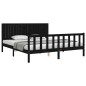 vidaXL Estructura cama de matrimonio con cabecero madera maciza negro vidaXL Estructura cama de matrimonio con cabecero madera maciza negro