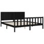 vidaXL Estructura cama de matrimonio con cabecero madera maciza negro vidaXL Estructura cama de matrimonio con cabecero madera maciza negro