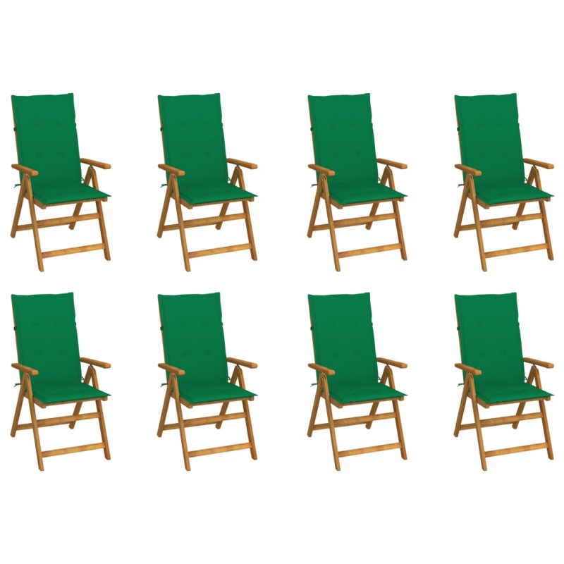 vidaXL Sillas de jardín plegables y cojines 8 uds madera maciza acacia vidaXL Sillas de jardín plegables y cojines 8 uds madera maciza acacia