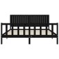 vidaXL Estructura cama de matrimonio con cabecero madera maciza negro vidaXL Estructura cama de matrimonio con cabecero madera maciza negro