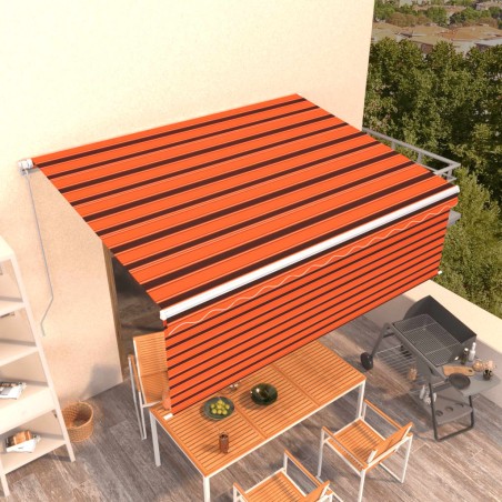 vidaXL Toldo retráctil manual con persiana 4x3 m naranja y marrón