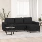 vidaXL Sofá de 3 plazas con taburete de tela negro 180 cm vidaXL Sofá de 3 plazas con taburete de tela negro 180 cm