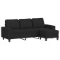 vidaXL Sofá de 3 plazas con taburete de tela negro 180 cm vidaXL Sofá de 3 plazas con taburete de tela negro 180 cm