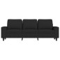 vidaXL Sofá de 3 plazas con taburete de tela negro 180 cm vidaXL Sofá de 3 plazas con taburete de tela negro 180 cm