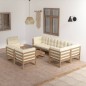 vidaXL Juego de muebles de jardín 9 pzas y cojines madera maciza pino vidaXL Juego de muebles de jardín 9 pzas y cojines madera maciza pino