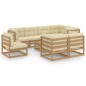 vidaXL Juego de muebles de jardín 9 pzas y cojines madera maciza pino vidaXL Juego de muebles de jardín 9 pzas y cojines madera maciza pino