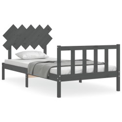vidaXL Estructura de cama con cabecero madera maciza gris 100x200cm