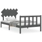 vidaXL Estructura de cama con cabecero madera maciza gris 100x200cm vidaXL Estructura de cama con cabecero madera maciza gris 100x200cm