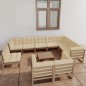 vidaXL Set de muebles de jardín 11 pzs cojines madera pino marrón miel vidaXL Set de muebles de jardín 11 pzs cojines madera pino marrón miel