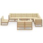 vidaXL Set de muebles de jardín 11 pzs cojines madera pino marrón miel vidaXL Set de muebles de jardín 11 pzs cojines madera pino marrón miel