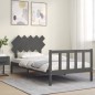 vidaXL Estructura de cama con cabecero madera maciza gris 100x200cm vidaXL Estructura de cama con cabecero madera maciza gris 100x200cm