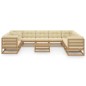 vidaXL Set de muebles de jardín 11 pzs cojines madera pino marrón miel vidaXL Set de muebles de jardín 11 pzs cojines madera pino marrón miel