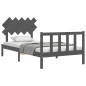 vidaXL Estructura de cama con cabecero madera maciza gris 100x200cm vidaXL Estructura de cama con cabecero madera maciza gris 100x200cm