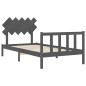vidaXL Estructura de cama con cabecero madera maciza gris 100x200cm vidaXL Estructura de cama con cabecero madera maciza gris 100x200cm