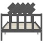 vidaXL Estructura de cama con cabecero madera maciza gris 100x200cm vidaXL Estructura de cama con cabecero madera maciza gris 100x200cm