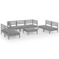 vidaXL Juego de muebles de jardín 8 piezas madera maciza de pino gris vidaXL Juego de muebles de jardín 8 piezas madera maciza de pino gris